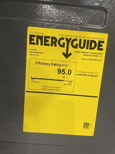 100,000 BTU Low NOx 1-Stg Downflow/Horizontal ECM Multi Speed Gas Furnace 96% 115/60/1 CFM: 2000