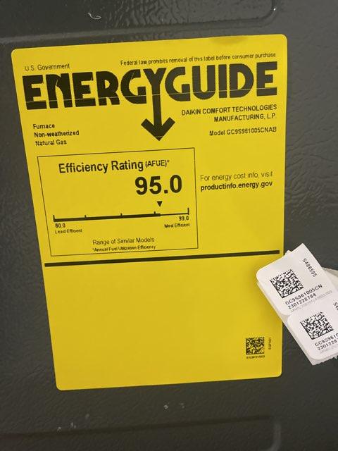 100,000 BTU Low NOx 1-Stg Downflow/Horizontal ECM Multi Speed Gas Furnace 96% 115/60/1 CFM: 2000