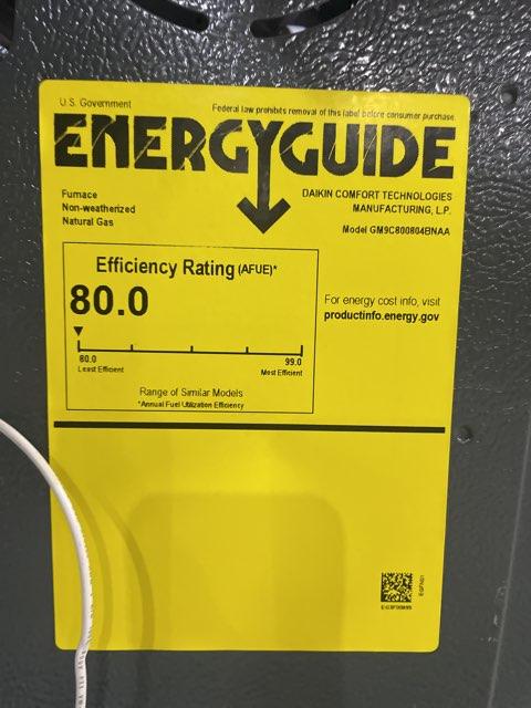 80,000 BTU Two-Stage Upflow/Horizontal ECM Multi Speed Gas Furnace 80% AFUE 115/60/1 CFM: 1600
