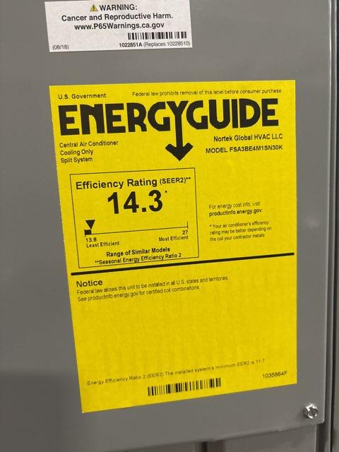 2.5 Ton Single-Stage Split-System Air Conditioner 208-230/60/1 R410A 14.3 SEER2