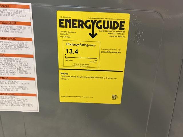 5 Ton Two-Stage Horizontal Packaged Air Conditioning Unit, 13.4 SEER2, 208-230/60/1, R410A