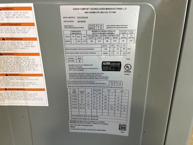 5 Ton Two-Stage Horizontal Packaged Air Conditioning Unit, 13.4 SEER2, 208-230/60/1, R410A