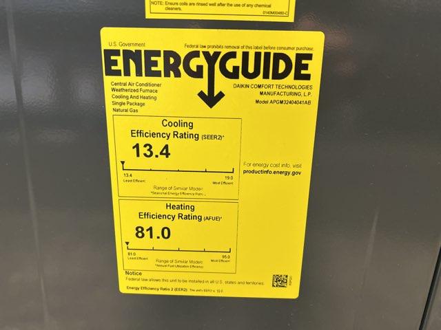 2 Ton Single-Stage Convertible Natural Gas/Electric Packaged Unit, 13.4 SEER2, 208-230/60/1, R410A