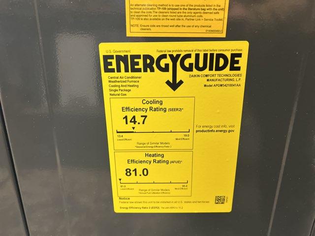 3.5 Ton Two-Stage Convertible Natural Gas/Electric Packaged Unit, 14.7 SEER2, 208-230/60/1, R410A