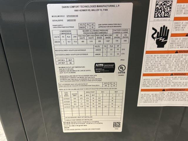 3 Ton Single-Stage Horizontal Packaged Heat Pump Unit, 15.2 SEER2, 208-230/60/1, R410A