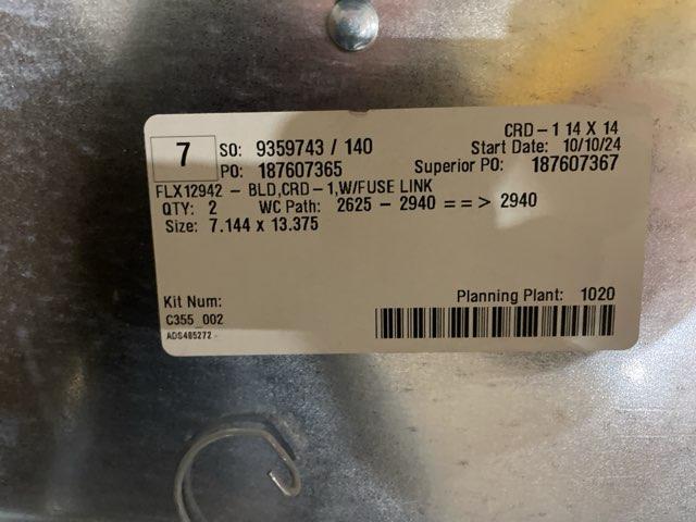 Fusible Link Square Fire Damper 14 X 14