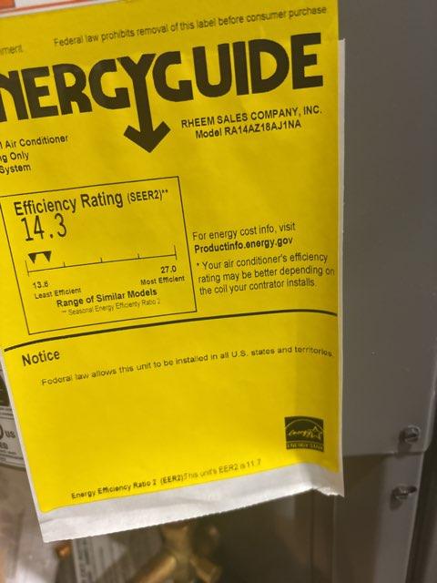 1.5 Ton Single-Stage Split-System Air Conditioner 208-230/60/1 R410A 14.3 SEER2