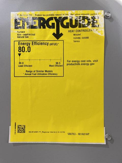 132,000 BTU Single-Stage Upflow/Horizontal ECM Multi Speed Gas Furnace 80% AFUE 120/60/1 CFM: 2390