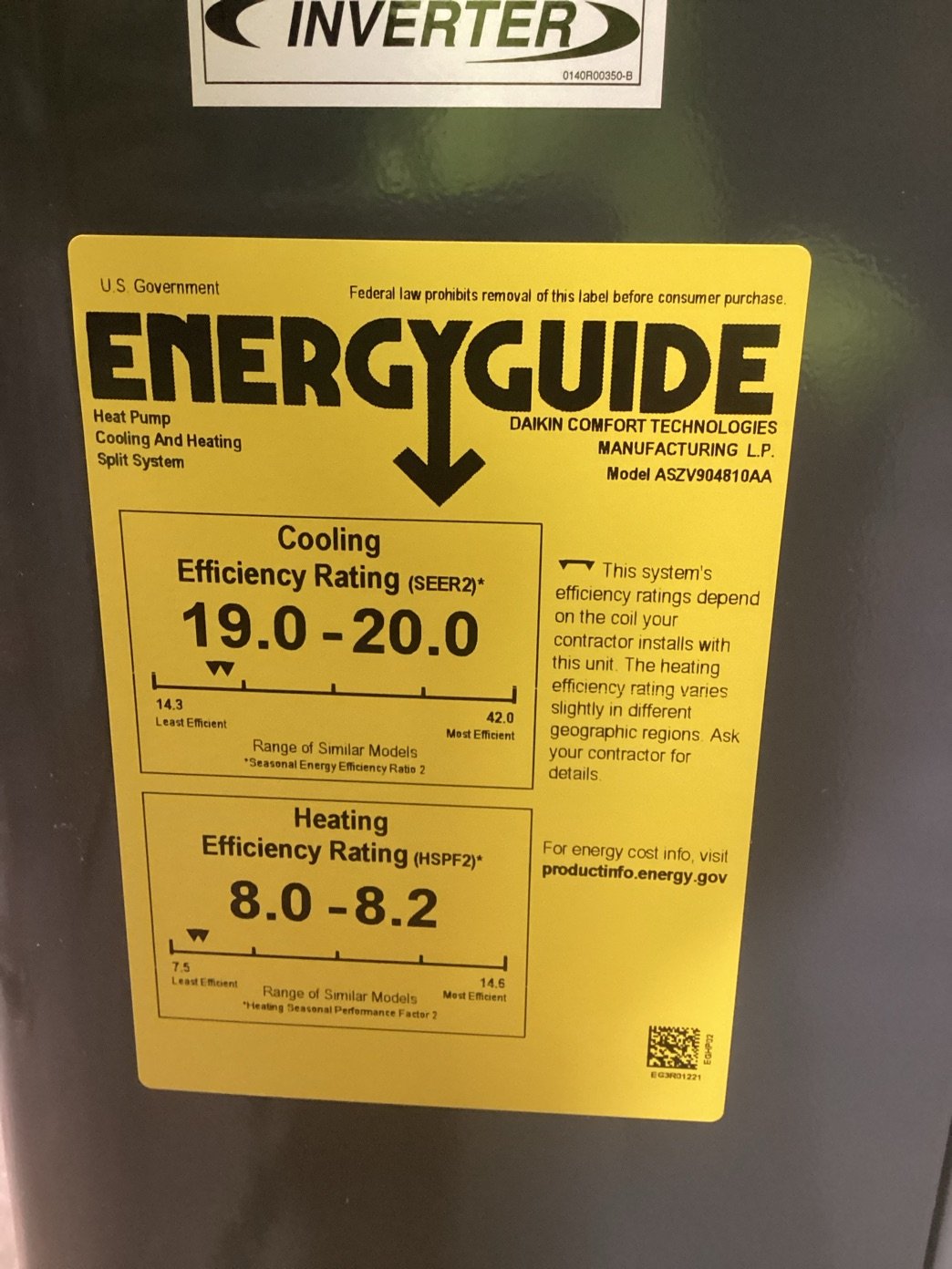 4 Ton Inverter Split-System Communicating Heat Pump 208-230/60/1 R410A 19.5 SEER2