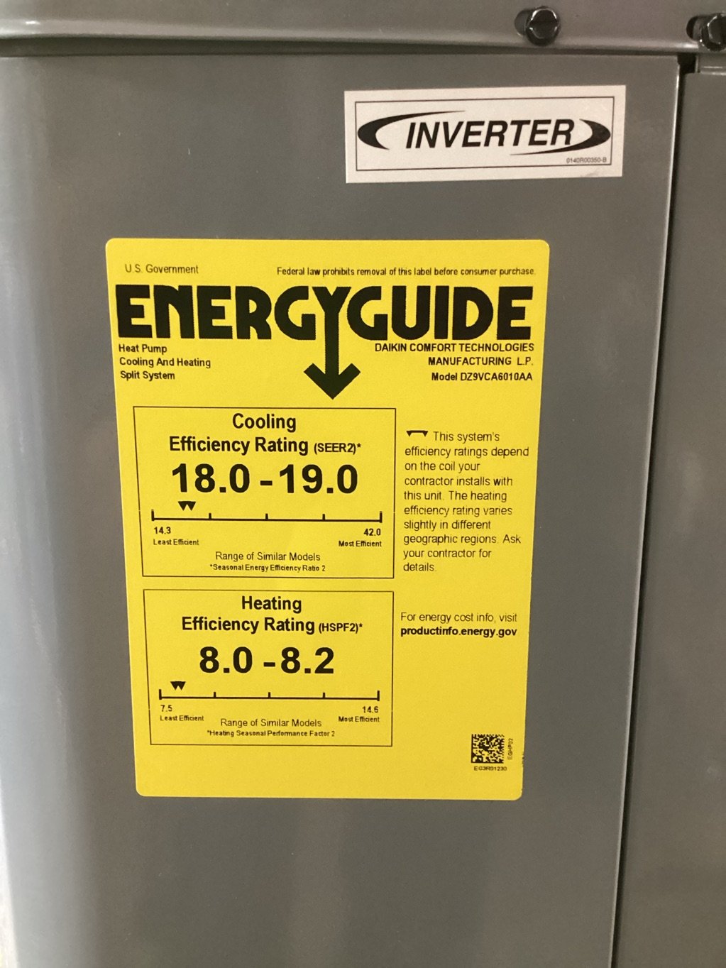 5 Ton Inverter Split-System Communicating Heat Pump 208-230/60/1 R410A 19.5 SEER2