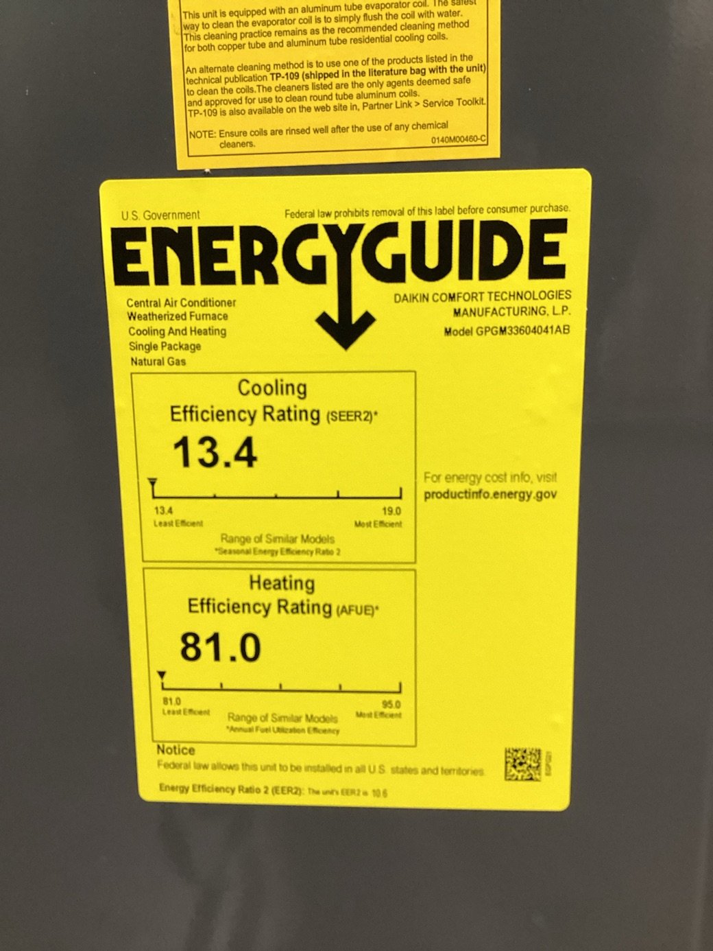 3 Ton Single-Stage Convertible Natural Gas/Electric Packaged Unit, 13.4 SEER2, 208-230/60/1, R410A