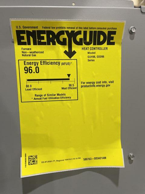 44,000 BTU Two-Stage Upflow/Horizontal ECM Variable Speed Gas Furnace 96% AFUE 120/60/1 CFM: 1370