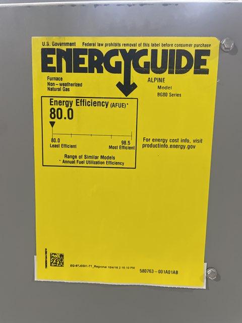 110,000 BTU Two-Stage Upflow/Horizontal ECM Variable Speed Gas Furnace 80% AFUE 120/60/1 CFM: 2205