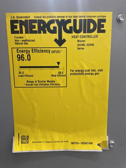 110,000 BTU Two-Stage Upflow/Horizontal ECM Variable Speed Gas Furnace 96% AFUE 120/60/1 CFM: 1955