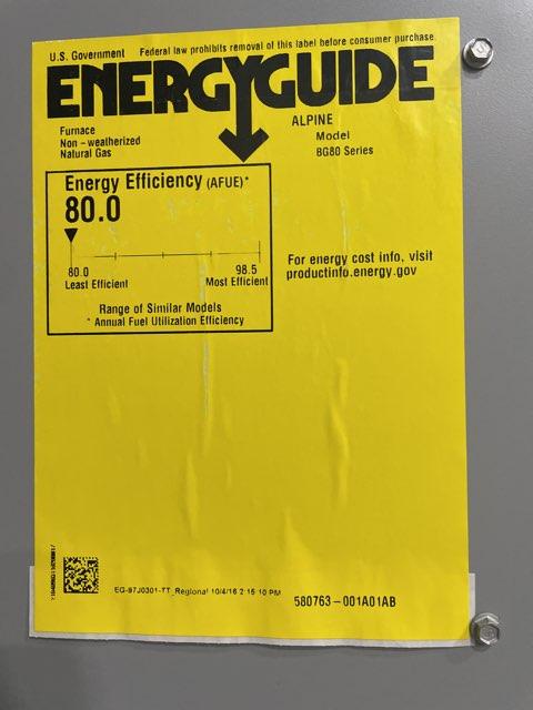 110,000 BTU Single-Stage Upflow/Horizontal ECM Multi Speed Gas Furnace 80% AFUE 120/60/1 CFM: 2135