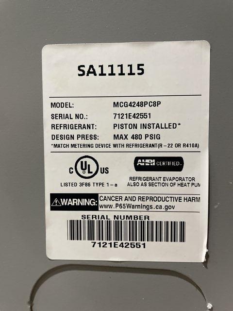 4 Ton AC/HP Multiposition Cased A Coil, R410A CFM 1600
