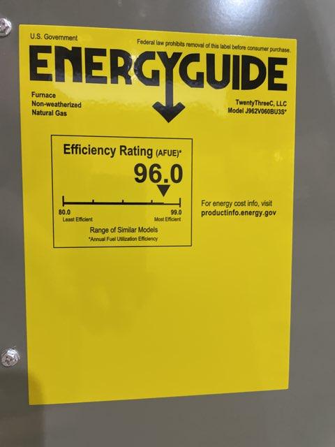 60,000 BTU Two-Stage Upflow/Horizontal ECM Multi Speed Gas Furnace 96% AFUE 115/60/1 CFM: 1200