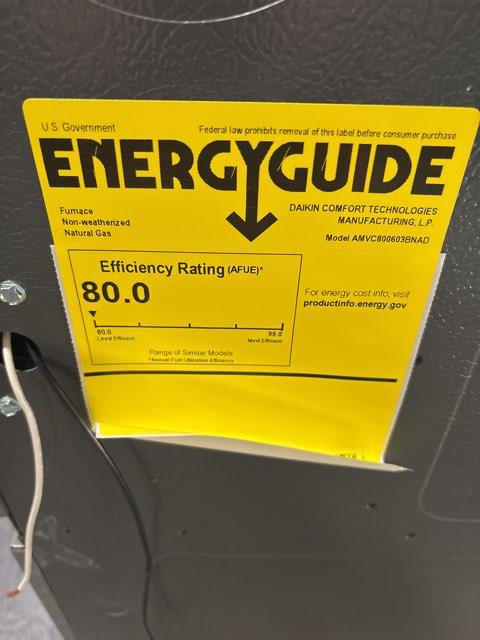 60,000 BTU Two-Stage Up/Horz ECM Variable Speed Comm Compatible Gas Furnace 80% 115/60/1 CFM: 1200
