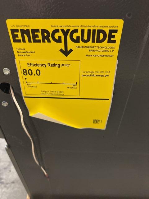 80,000 BTU Two-Stage Up/Horz ECM Variable Speed Comm Compatible Gas Furnace 80% 115/60/1 CFM: 1200