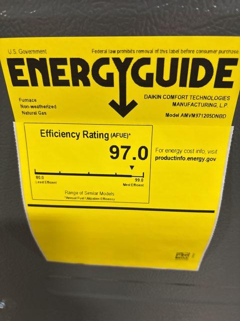 120,000 BTU Low NOx Modulating Up/Horz ECM Var Spd Communicating Gas Furnace 97% 115/60/1 CFM: 2000