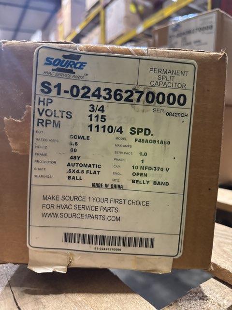 3/4 HP Blower Motor 115/60/1 1110 Rpm 4 Speed