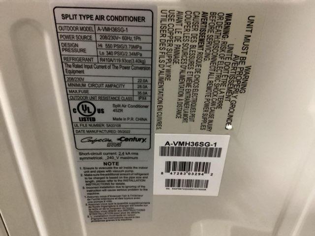 36,000 BTU Single-Zone Outdoor Inverter Heat Pump Mini Split Unit, 17.5 SEER 208-230/60/1 R-410A