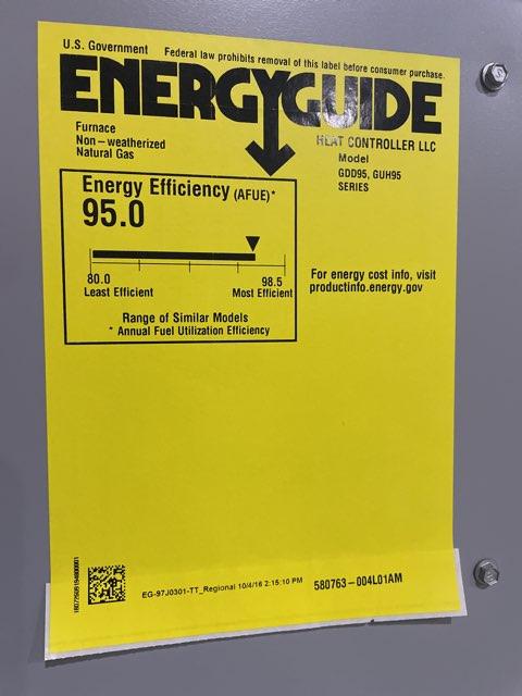 110,000 BTU Single-Stage Upflow/Horizontal PSC Multi Speed Gas Furnace 95% AFUE 120/60/1 CFM: 1940