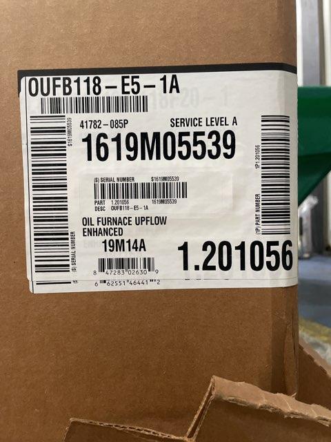 141,000 BTU Single-Stage Upflow ECM Variable Speed Oil Furnace 85% AFUE 120/60/1 CFM: 2000