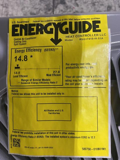 3.5 Ton Single-Stage Split-System Air Conditioner 208-230/60/1 R410A 17 SEER