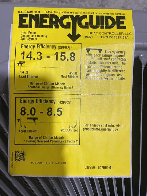1.5 Ton Single-Stage Split-System Heat Pump 208-230/60/1 R410A 15 SEER