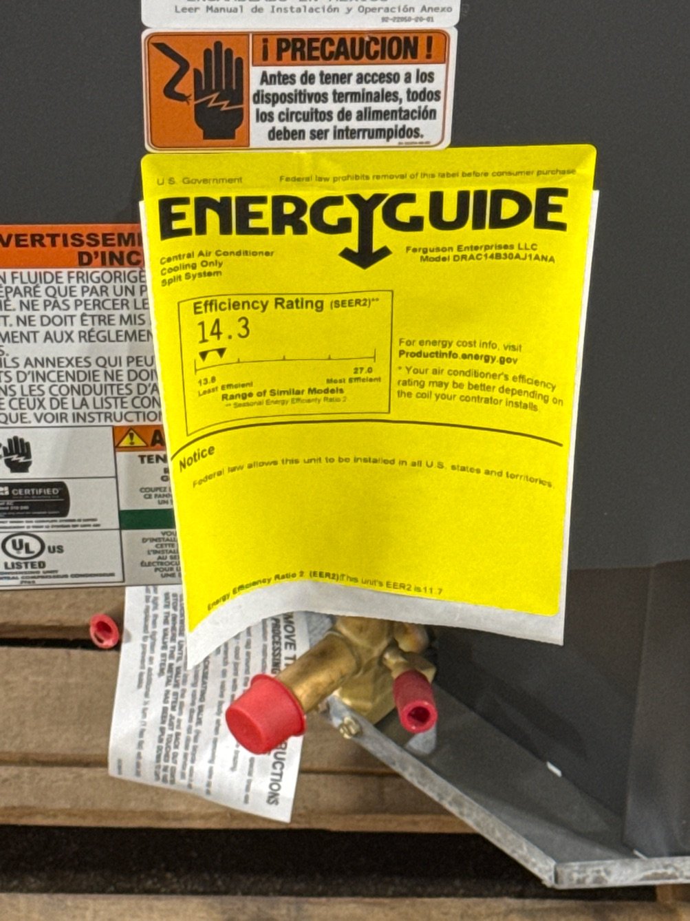 2.5 Ton Single-Stage Split-System Air Conditioner 208-230/60/1 R454B 14.3 SEER2