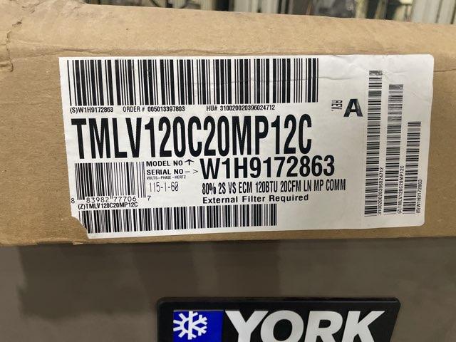 120,000 BTU Low NOx 2-Stg Multiposition ECM Var Spd Comm Comp Gas Furnace 80% 115/60/1 CFM: 2244