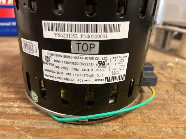 1/2 HP Blower Motor 208-230/60/1 1075 Rpm 3 Speed