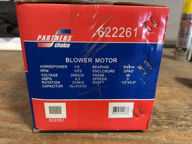 1/2 HP Blower Motor 208-230/60/1 1075 Rpm 3 Speed