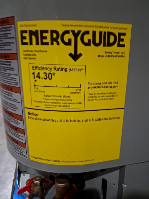 2 Ton Single-Stage Split-System Air Conditioner 208-230/60/1 R454B 14.3 SEER2