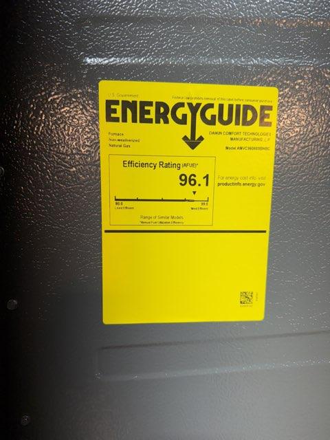 60,000 BTU Low NOx Two-Stage Up/Horz ECM Var Spd Comm Compatible Gas Furnace 96% 115/60/1 CFM: 1200