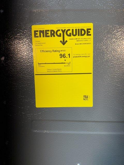 80,000 BTU Low NOx Two-Stage Up/Horz ECM Var Spd Comm Compatible Gas Furnace 96% 115/60/1 CFM: 1200