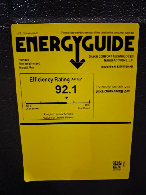 80,000 BTU Low NOx Single-Stage Upflow/Horizontal ECM Multi Speed Gas Furnace 92% 115/60/1 CFM: 1600