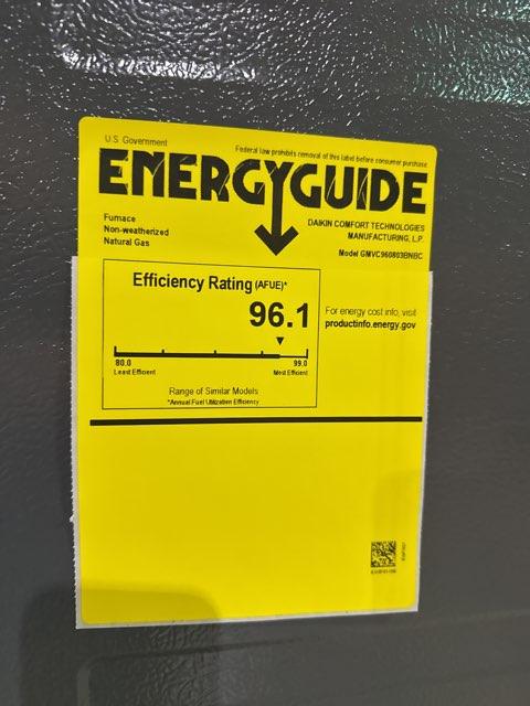 80,000 BTU Low NOx Two-Stage Up/Horz ECM Var Spd Comm Compatible Gas Furnace 96% 115/60/1 CFM: 1200