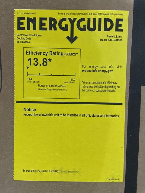 4 Ton Single-Stage Split-System Air Conditioner 208-230/60/1 R410A 13.8 SEER2