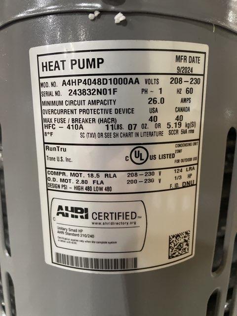 4 Ton Single-Stage Split-System Heat Pump 208-230/60/1 R410A 14.3 SEER2