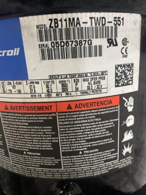 9 Ton Single-Stage Refrigeration Scroll Compressor 380-460/50-60/3 R404A