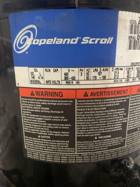 9 Ton Single-Stage Refrigeration Scroll Compressor 380-460/50-60/3 R404A