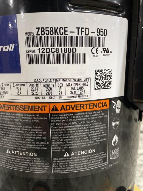 4.5 Ton Single-Stage Refrigeration Scroll Compressor 380-460/50-60/3 R407C, R-22