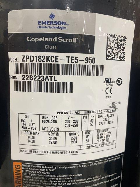 15 Ton Single-Stage AC/HP Scroll Compressor 200-230/50-60/3 R410A