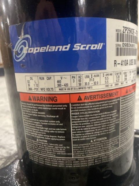 2 Ton Single-Stage AC/HP Scroll Compressor 460/60/3 R410A