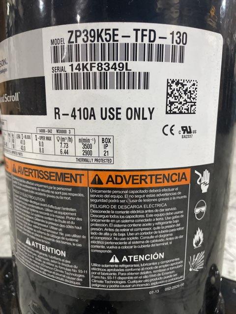 3 Ton Single-Stage AC/HP Scroll Compressor 460/60/3 R410A