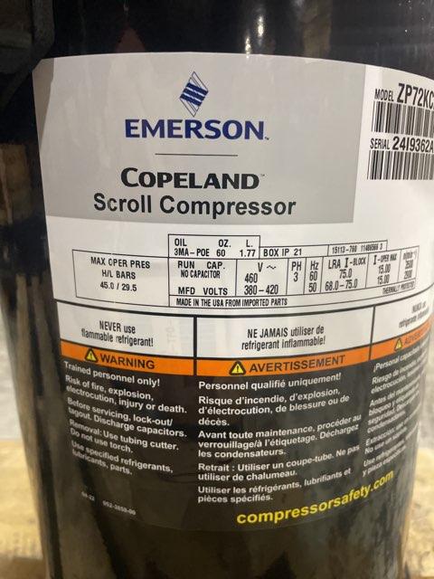 6 Ton Single-Stage AC Scroll Compressor 460/60/3 R410A