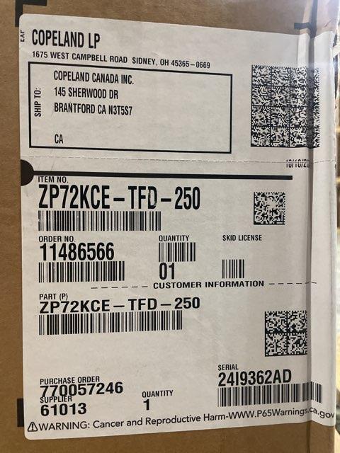6 Ton Single-Stage AC Scroll Compressor 460/60/3 R410A