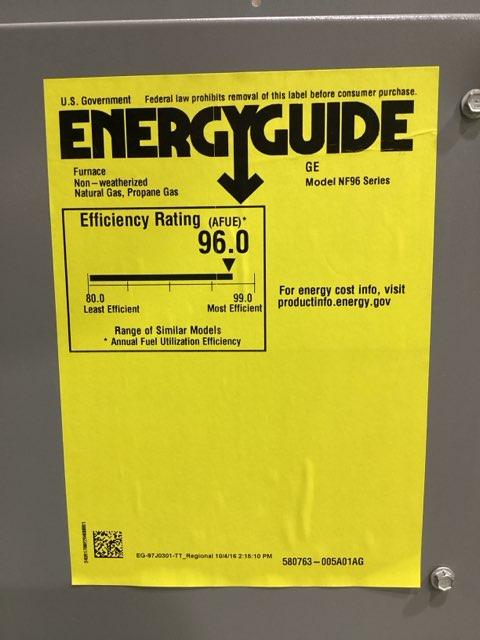 44,000 BTU Two-Stage Upflow/Horizontal ECM Variable Speed Gas Furnace 96% AFUE 120/60/1 CFM: 1005